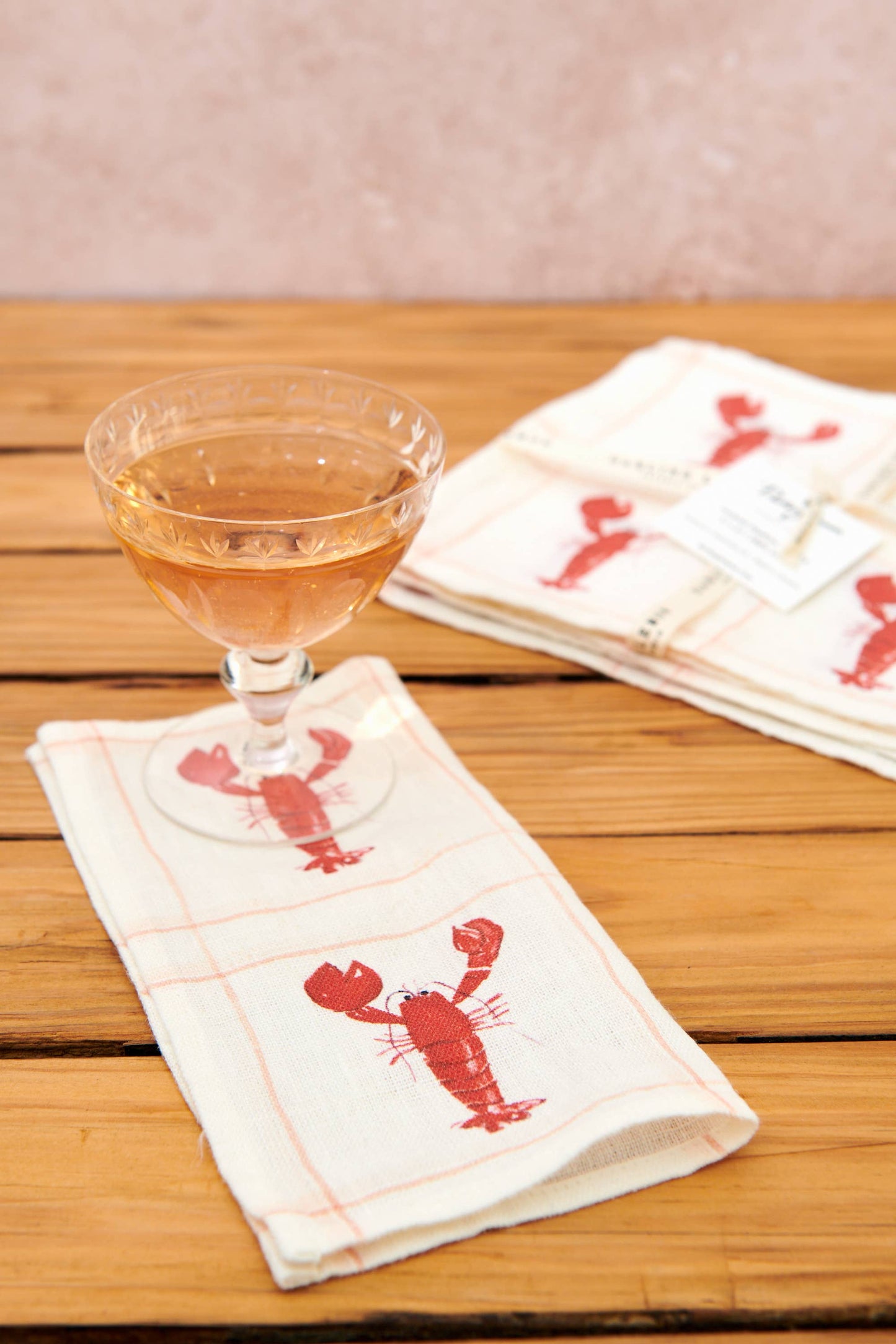 Oversized Linen Lobster Cocktail Napkins (Set of 4)