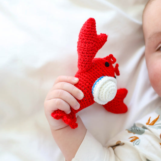 Lobster the Sailor Crocheted Rattle