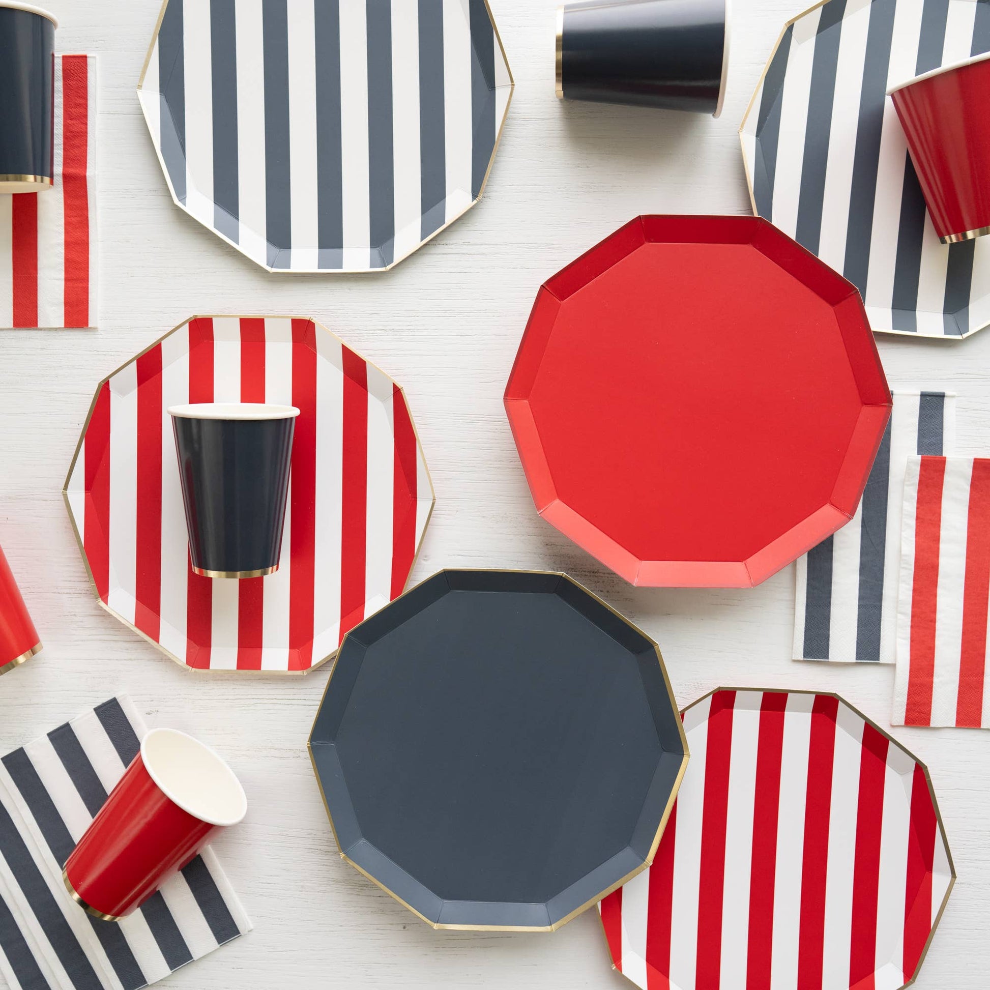 Cherry Red Cabana Stripe Paper Plates - Henry + Olives