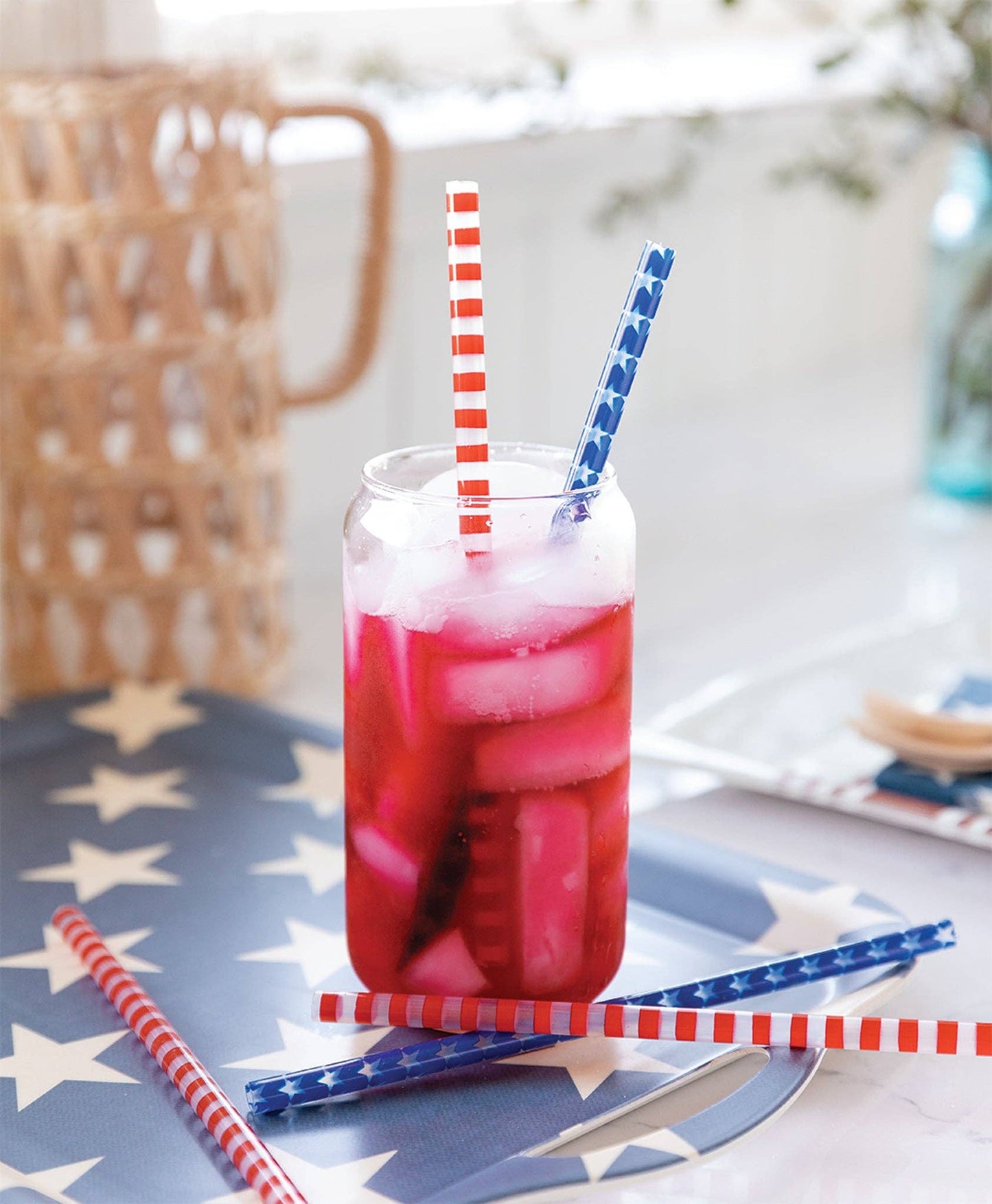 Red Stripe/Blue Star Reusable Straws