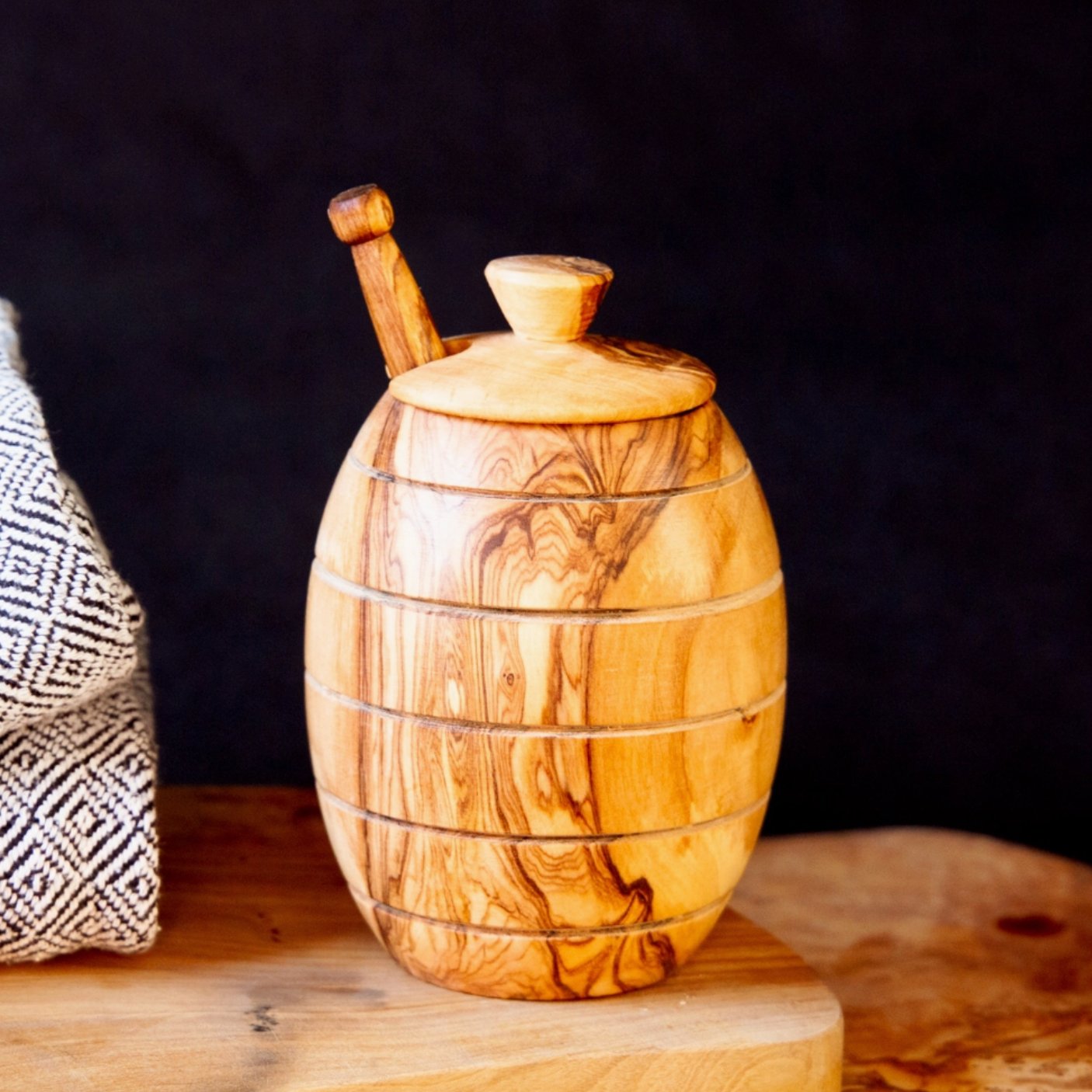 Olive Wood Honey Jar - Henry + Olives