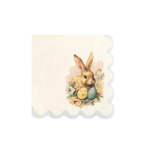 Vintage Easter Bunny Scallop Paper Cocktail Napkins - Henry + Olives